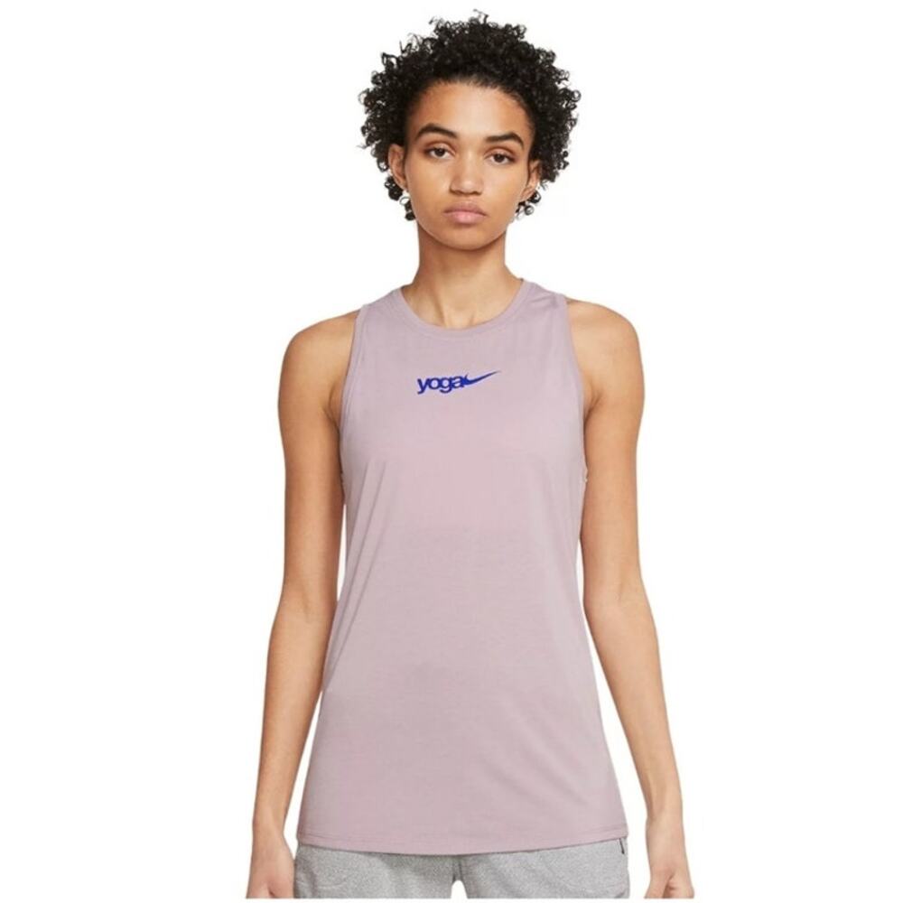 NIKE Yoga Active Tank Top Women S Dri-Fit Athleisure Purple Center Swoosh Soft